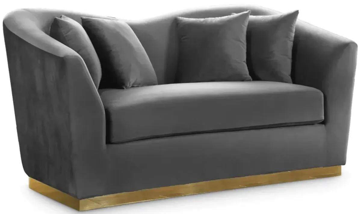 Arabella Velvet Loveseat in Grey by Meridian Furniture