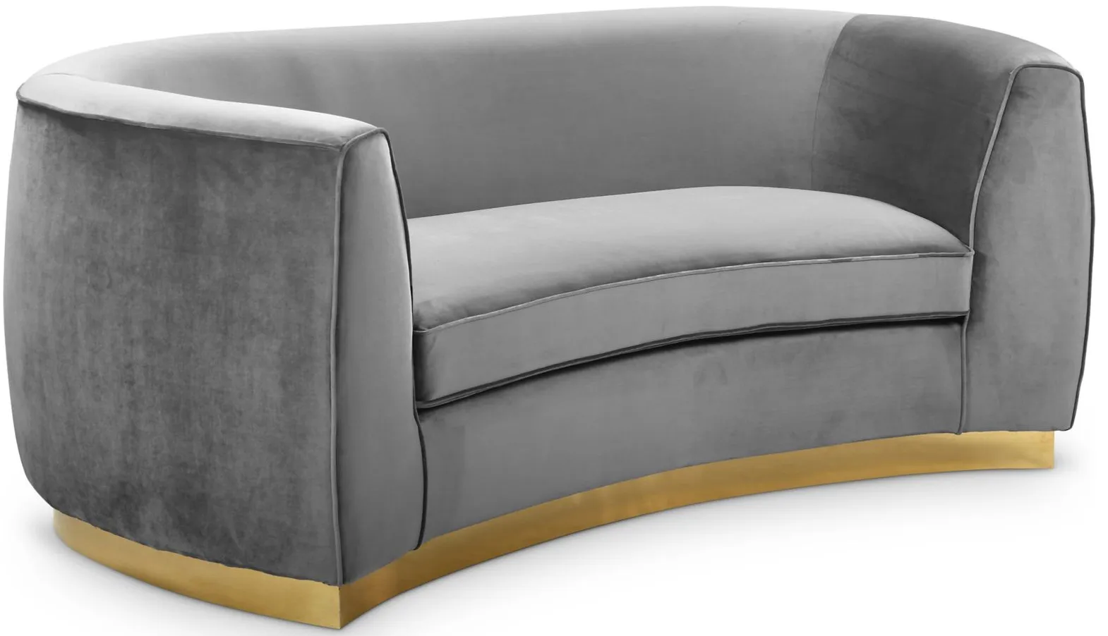 Julian Velvet Loveseat in Grey & Gold by Meridian Furniture