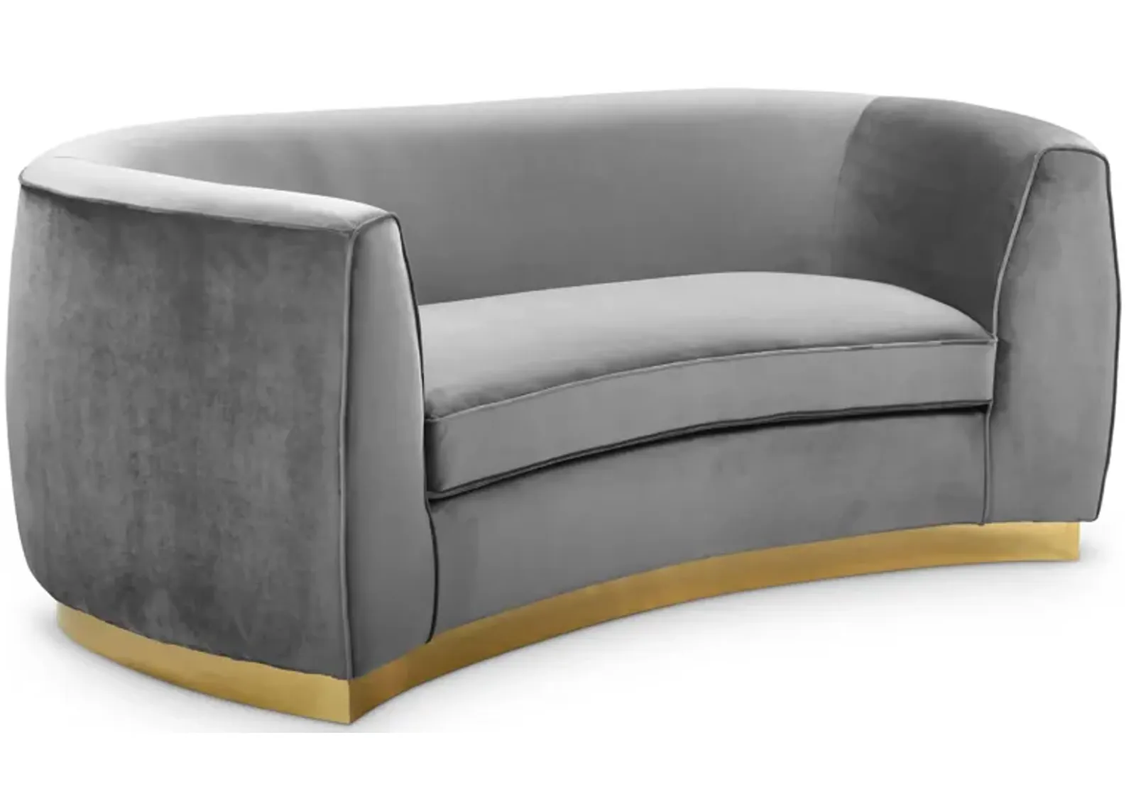 Julian Velvet Loveseat in Grey & Gold by Meridian Furniture