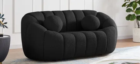 Elijah Boucle Fabric Loveseat in Black by Meridian Furniture
