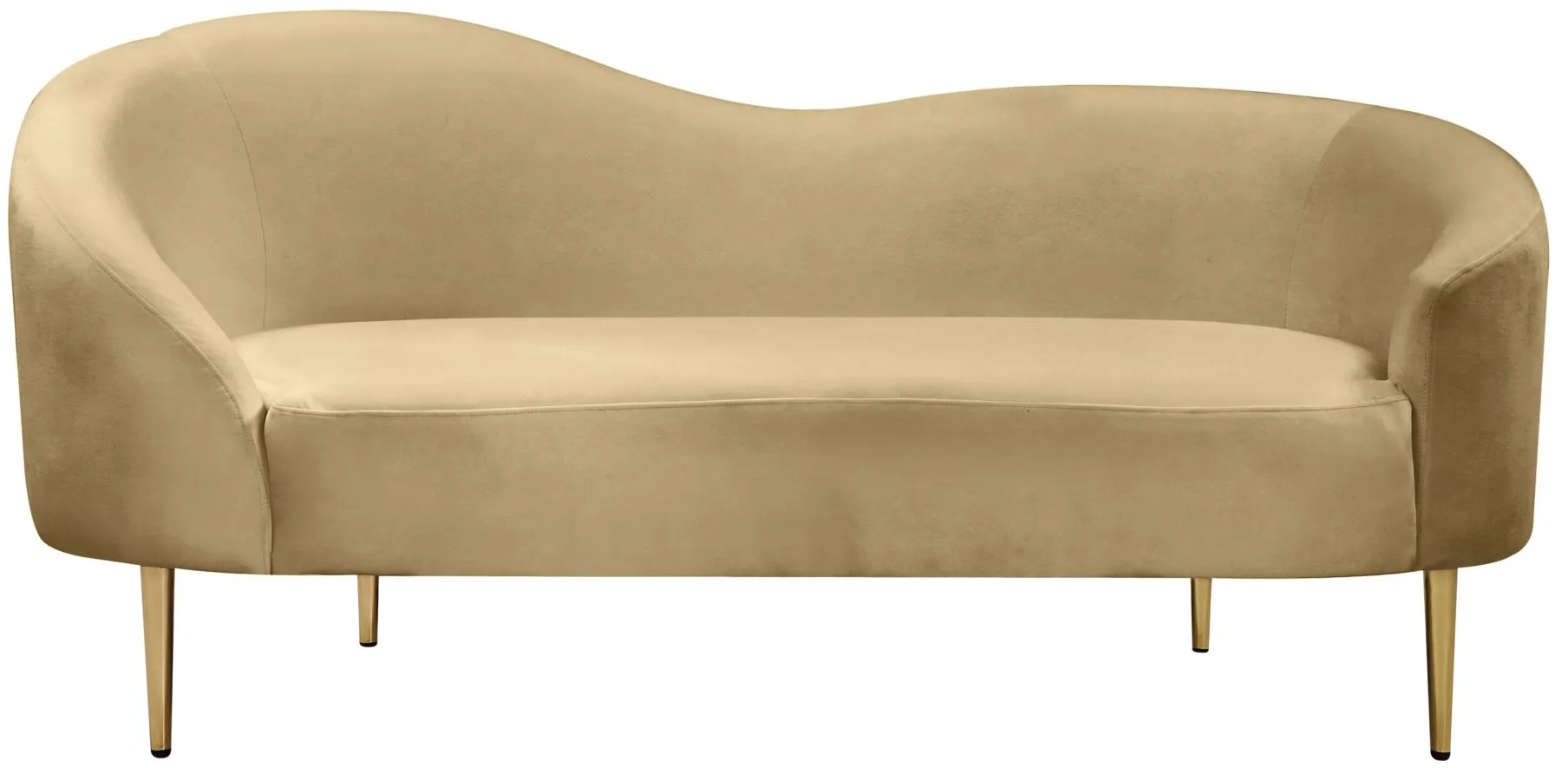 Ritz Velvet Loveseat in Camel by Meridian Furniture