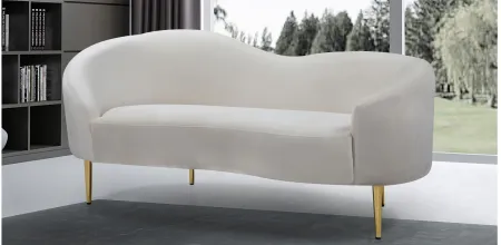 Ritz Velvet Loveseat in Cream by Meridian Furniture