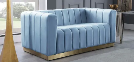 Marlon Velvet Loveseat in Blue by Meridian Furniture