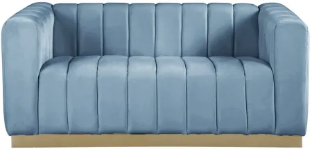Marlon Velvet Loveseat in Blue by Meridian Furniture