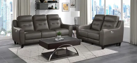 Tulay Power Double Reclining Loveseat in Grayish Brown by Homelegance