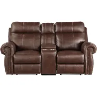 Anaheim Power Double Reclining Loveseat with Center Console in Brown by Homelegance