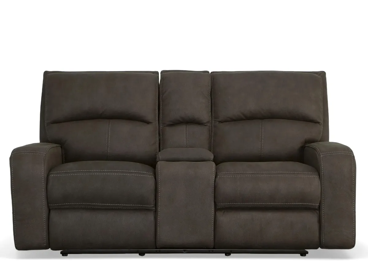 Nirvana Power Reclining Loveseat w/ Console & Power Headrests in Flint by Flexsteel