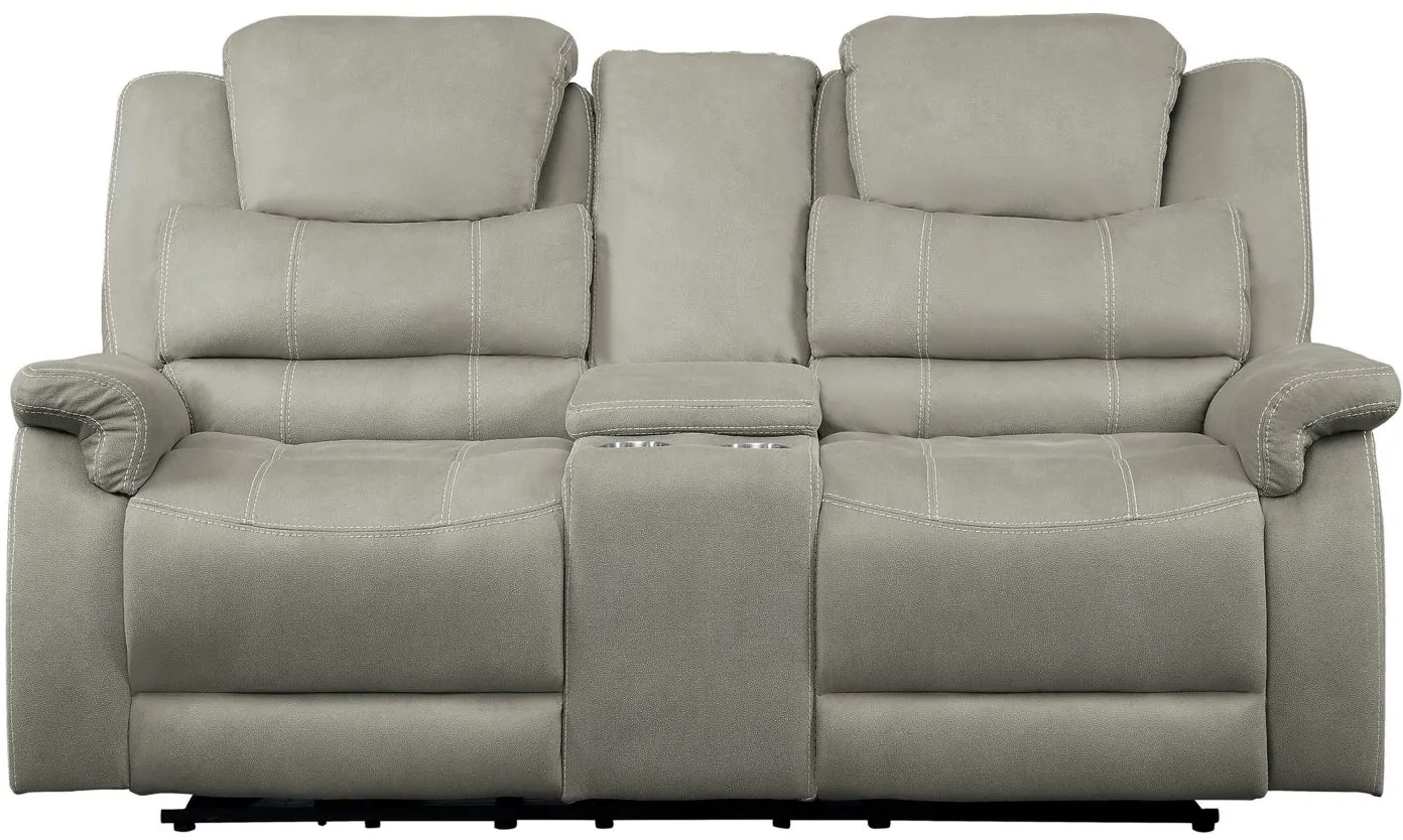 Prose Power Reclining Console Loveseat in Gray by Homelegance