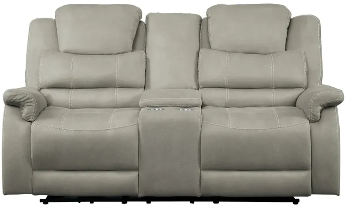 Prose Power Reclining Console Loveseat in Gray by Homelegance