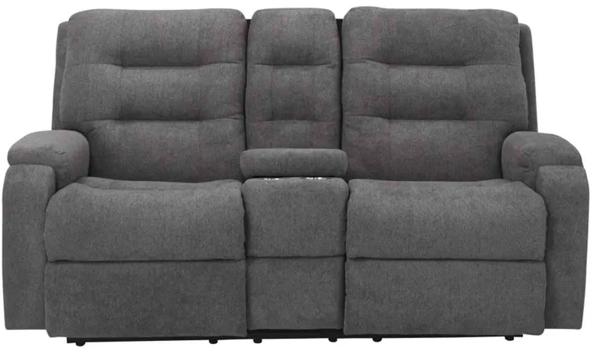 Halenbeck Reclining Loveseat w/ Console in Coal by Flexsteel