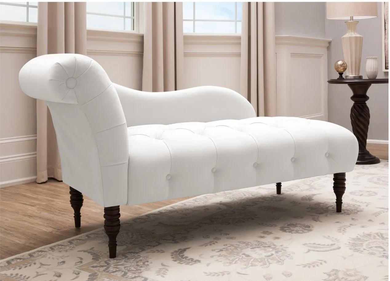 Opulence Chaise Lounge in Velvet White by Skyline