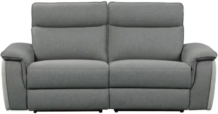 Ashton Power Double Reclining Love Seat w/Power Headrests in 2-Tone Gray by Homelegance