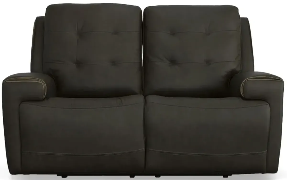 Iris Power Reclining Loveseat w/ Power Headrests in Charcoal by Flexsteel