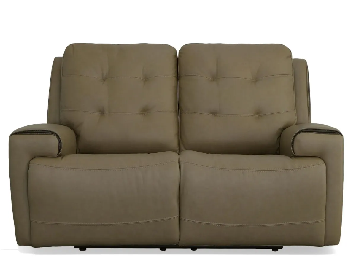 Iris Power Reclining Loveseat w/ Power Headrests in Khaki by Flexsteel