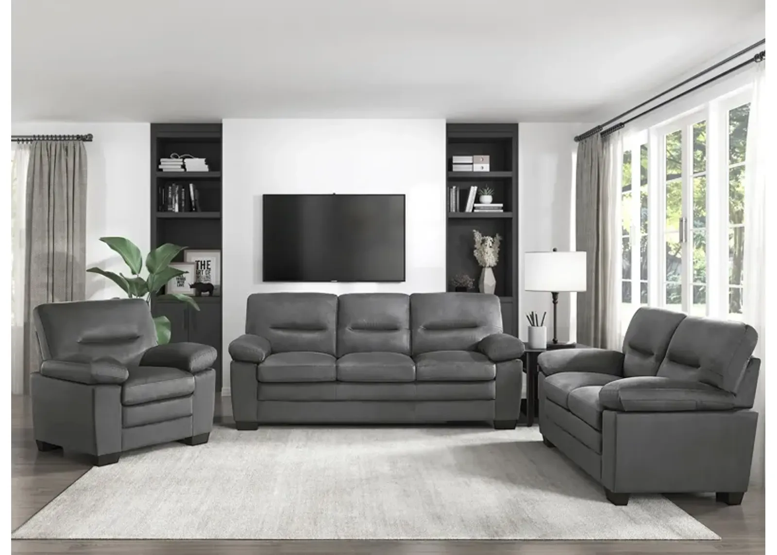 Violette 3-pc. Living Room Set in Dark Gray by Homelegance