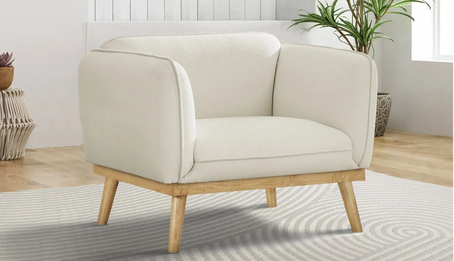 Nolita Boucle Fabric Chair in Cream by Meridian Furniture