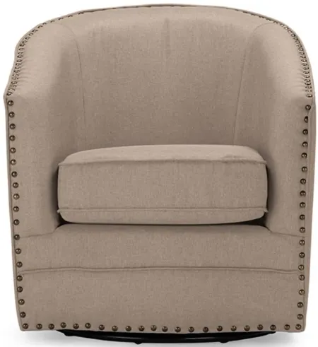 Porter Swivel Tub Chair in Beige by Wholesale Interiors
