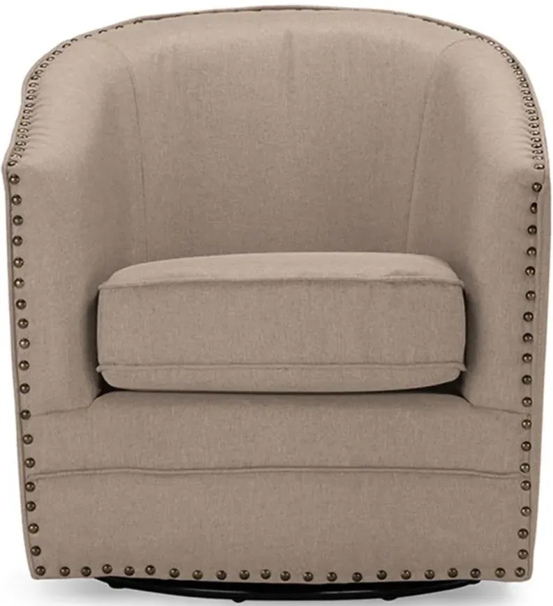 Porter Swivel Tub Chair in Beige by Wholesale Interiors