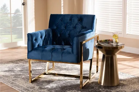 Milano Lounge Chair in Navy/Gold by Wholesale Interiors