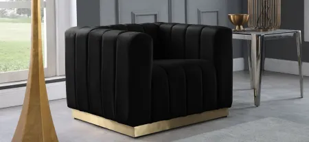Marlon Velvet Chair in Black by Meridian Furniture