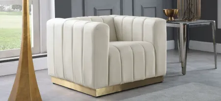 Marlon Velvet Chair in Cream by Meridian Furniture