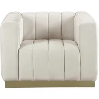 Marlon Velvet Chair in Cream by Meridian Furniture