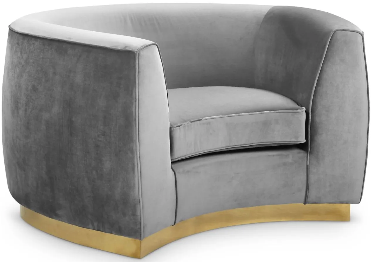 Julian Velvet Chair in Grey by Meridian Furniture