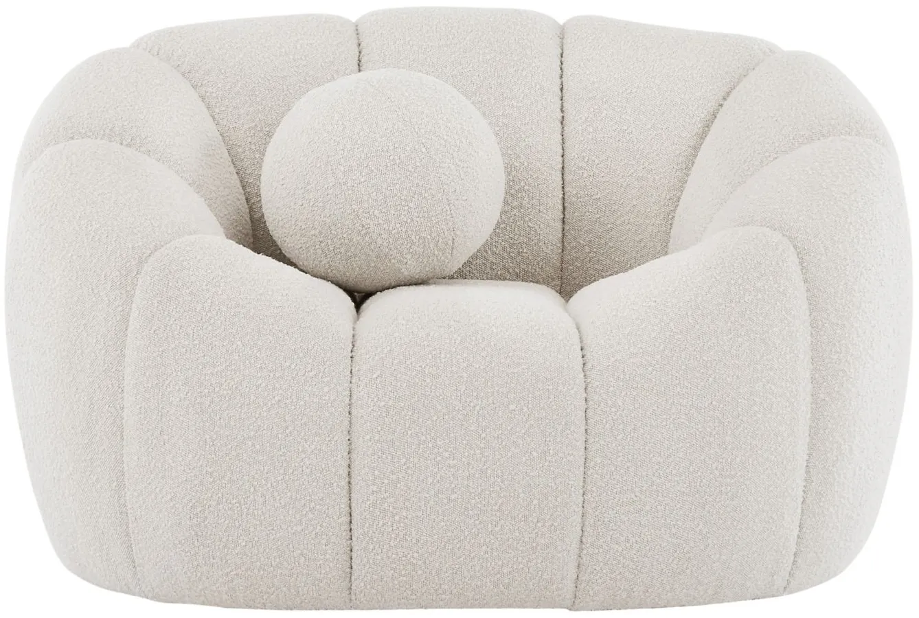Elijah Boucle Fabric Chair in Cream by Meridian Furniture