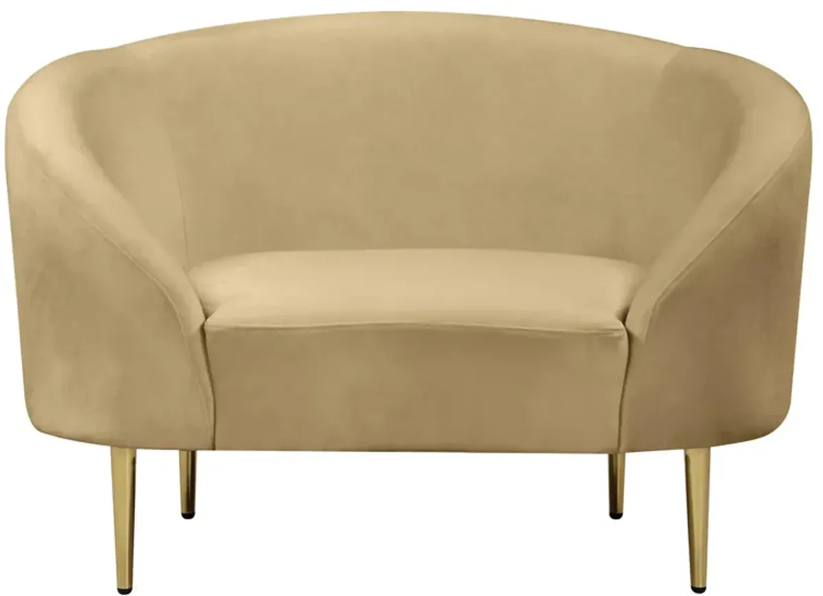 Ritz Velvet Chair in Camel by Meridian Furniture