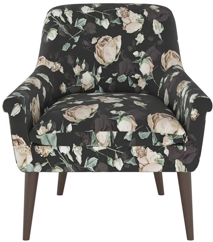 Tori Accent Chair in Champagne Roses Black by Skyline