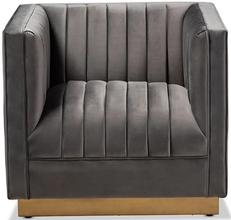 Aveline Armchair in Gray/Gold by Wholesale Interiors