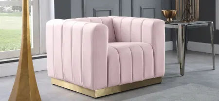 Marlon Velvet Chair in Pink by Meridian Furniture