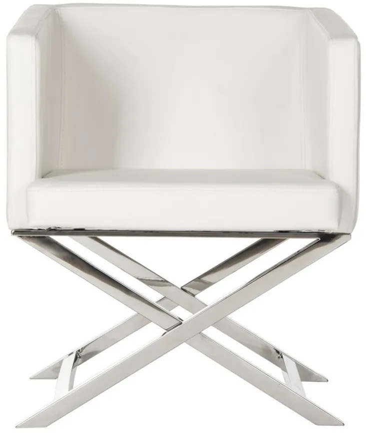 Celine Chair in WHITE/CHROME by Safavieh