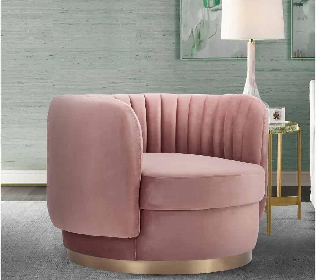 Davy Swivel Accent Chair in Blush by Armen Living