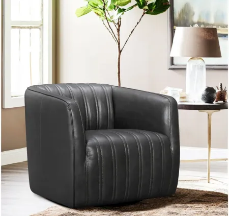 Aries Swivel Barrel Chair in Pewter by Armen Living