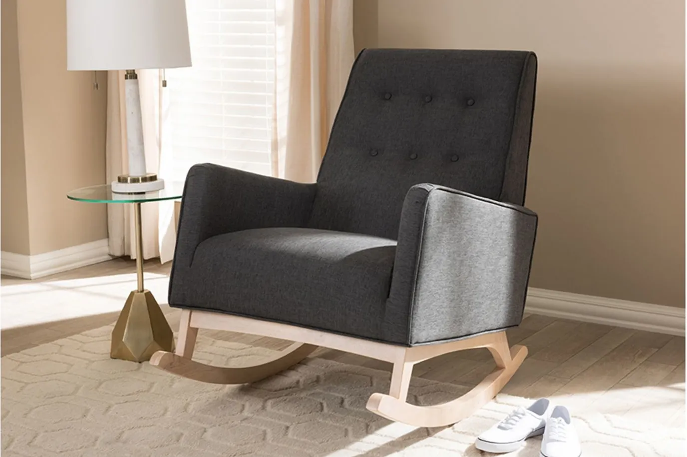 Marlena Rocking Chair in Dark Gray by Wholesale Interiors