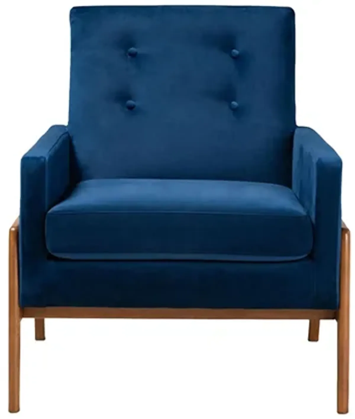 Perris Lounge Chair in Navy Blue/Walnut brown by Wholesale Interiors