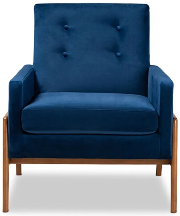 Perris Lounge Chair in Navy Blue/Walnut brown by Wholesale Interiors