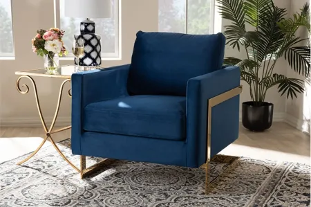 Matteo Armchair in Royal Blue/Gold by Wholesale Interiors