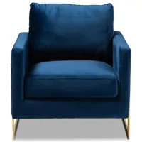 Matteo Armchair in Royal Blue/Gold by Wholesale Interiors