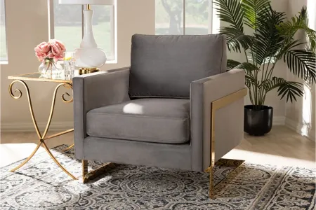 Matteo Armchair in Gray/Gold by Wholesale Interiors