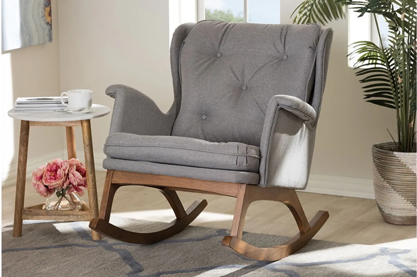 Maggie Rocking Chair in Gray by Wholesale Interiors