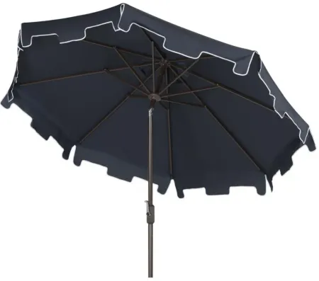 Zimmerman 9' Outdoor Market Umbrella in Navy by Safavieh