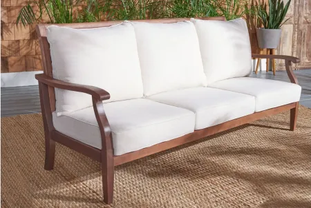 Kadence Outdoor 3 Seat Sofa in Natural / Beige by Safavieh