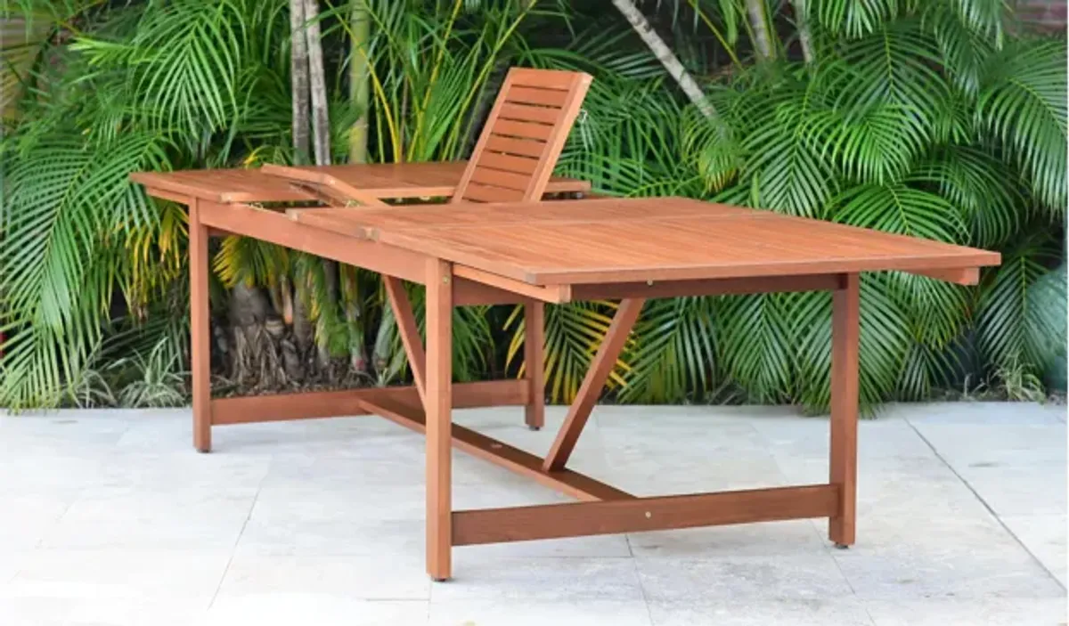 Amazonia Outdoor Eucalyptus Rectangular Dining Table w/ Leaf