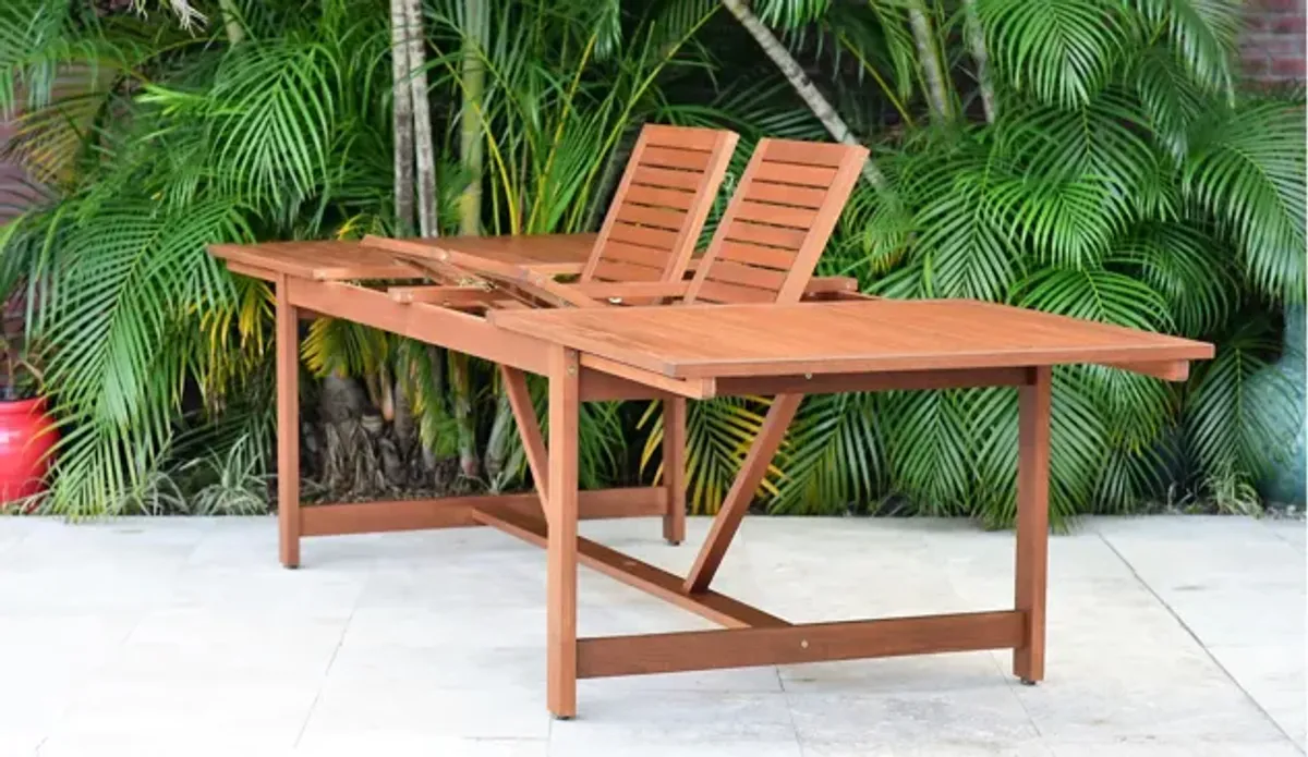 Amazonia Outdoor Eucalyptus Rectangular Dining Table w/ Leaf