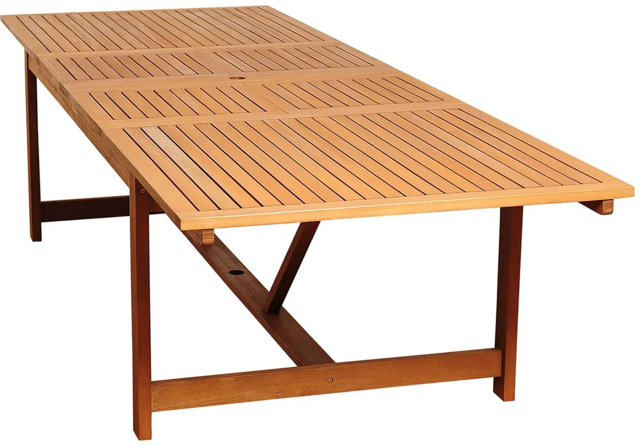 Amazonia Outdoor Eucalyptus Rectangular Dining Table w/ Leaf in Brown by International Home Miami