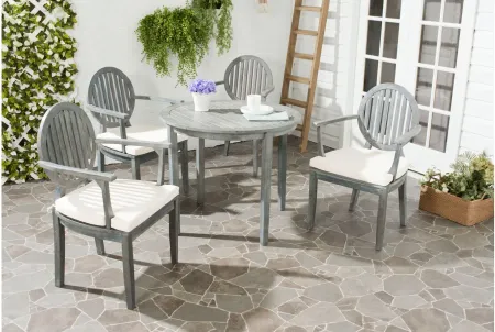 Elegant 5-pc. Outdoor Dining Set in Gray with White Cushions by Safavieh