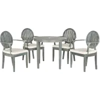 Elegant 5-pc. Outdoor Dining Set in Gray with White Cushions by Safavieh