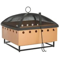 Suave Square Outdoor Fire Pit in Copper/Black by Safavieh